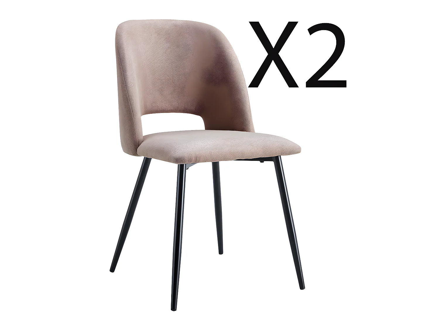 Lot de 2 chaises de salle à manger rembourrées coloris beige -  L. 58 x P. 50 x H. 86 cm