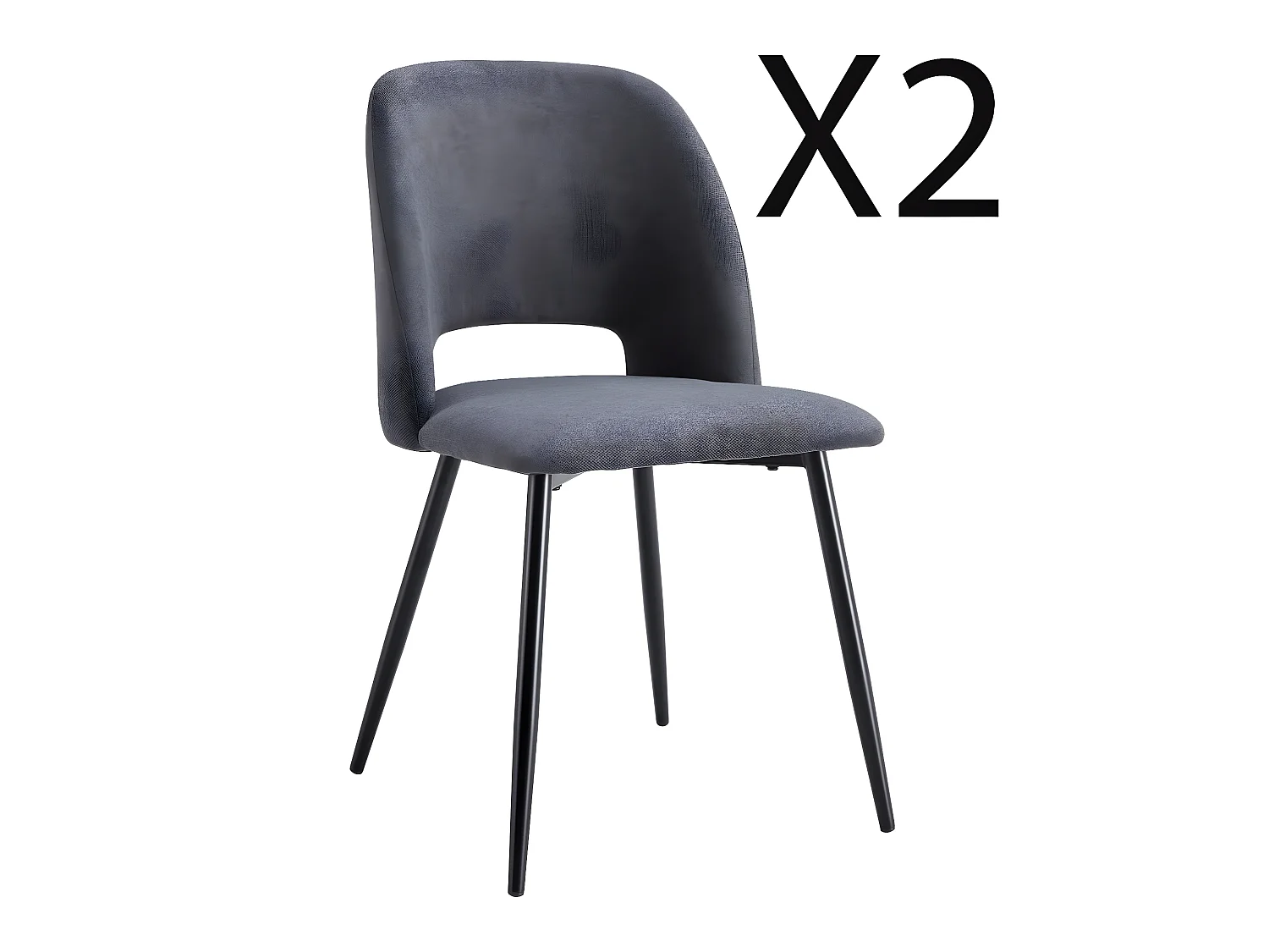 Lot de 2 chaises de salle à manger rembourrées en tissu coloris gris