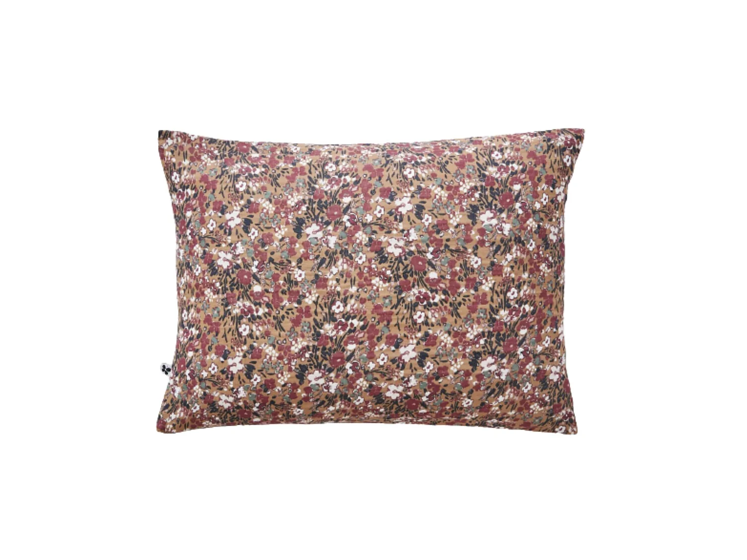Taie d'oreiller gaze de coton imprimé floral marron 50x70