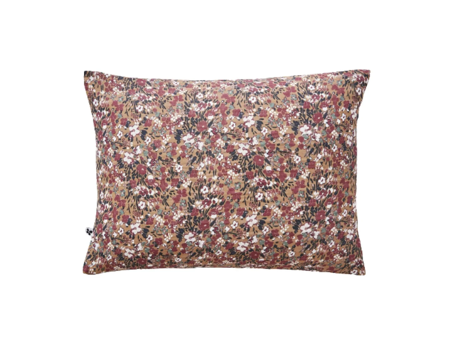 Taie d'oreiller gaze de coton imprimé floral marron 50x70