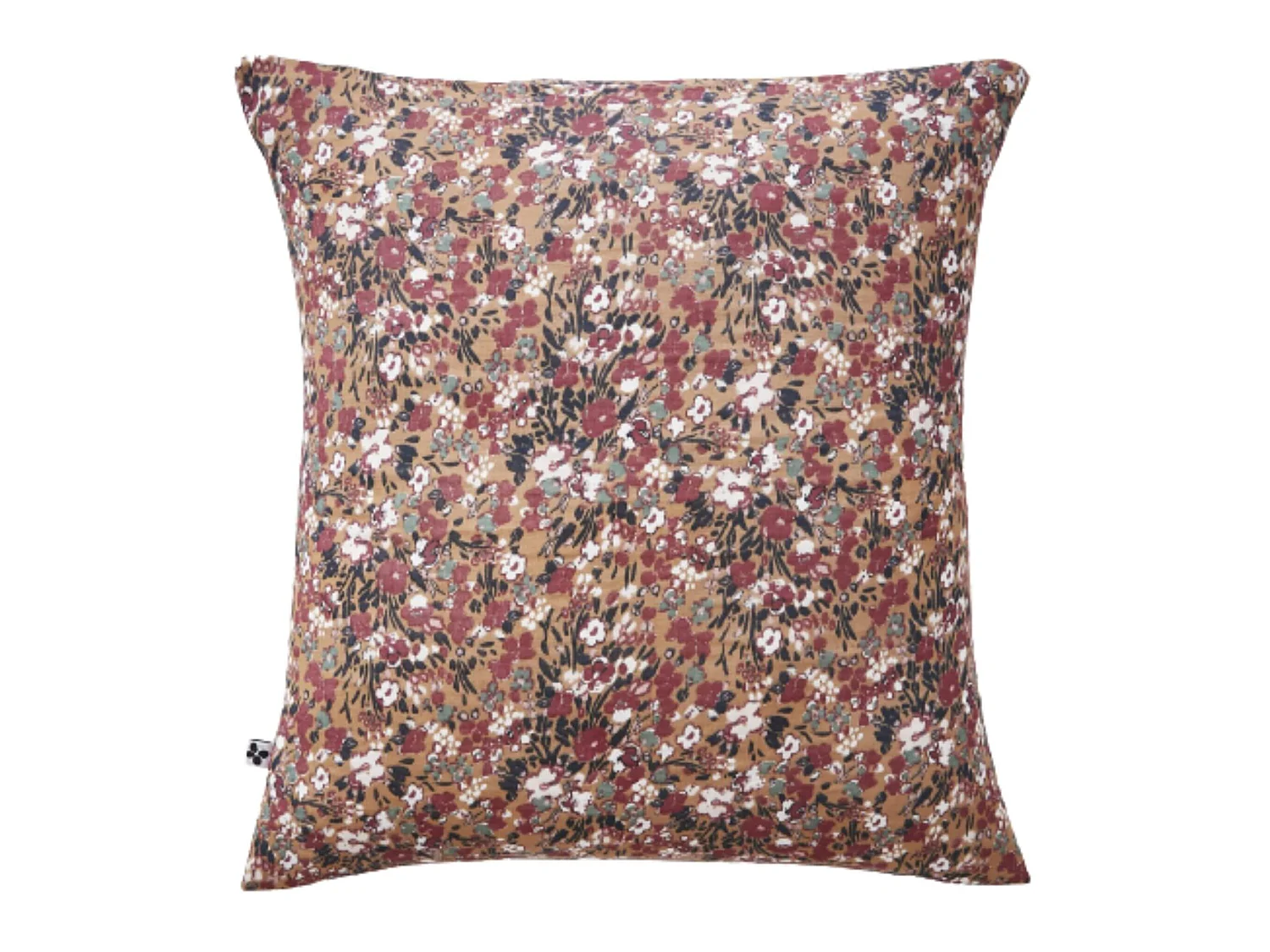 Taie d'oreiller gaze de coton imprimé floral marron 60x60