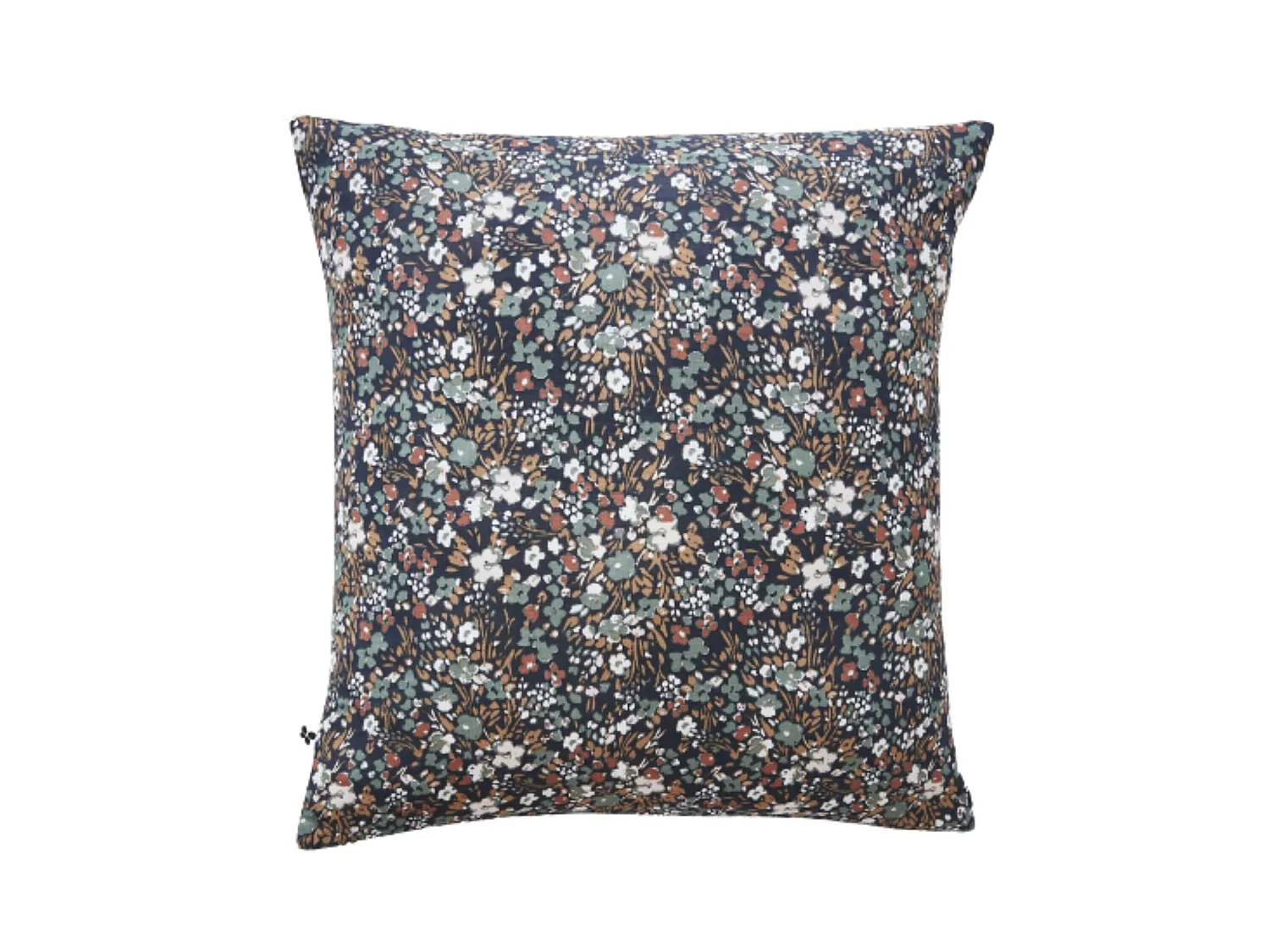 Taie d'oreiller gaze de coton imprimé floral bleu marine 60x60