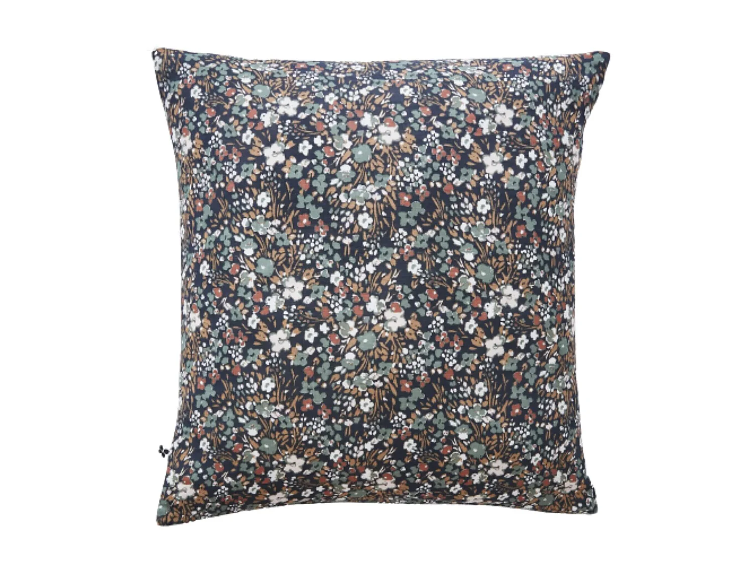 Taie d'oreiller gaze de coton imprimé floral bleu marine 60x60