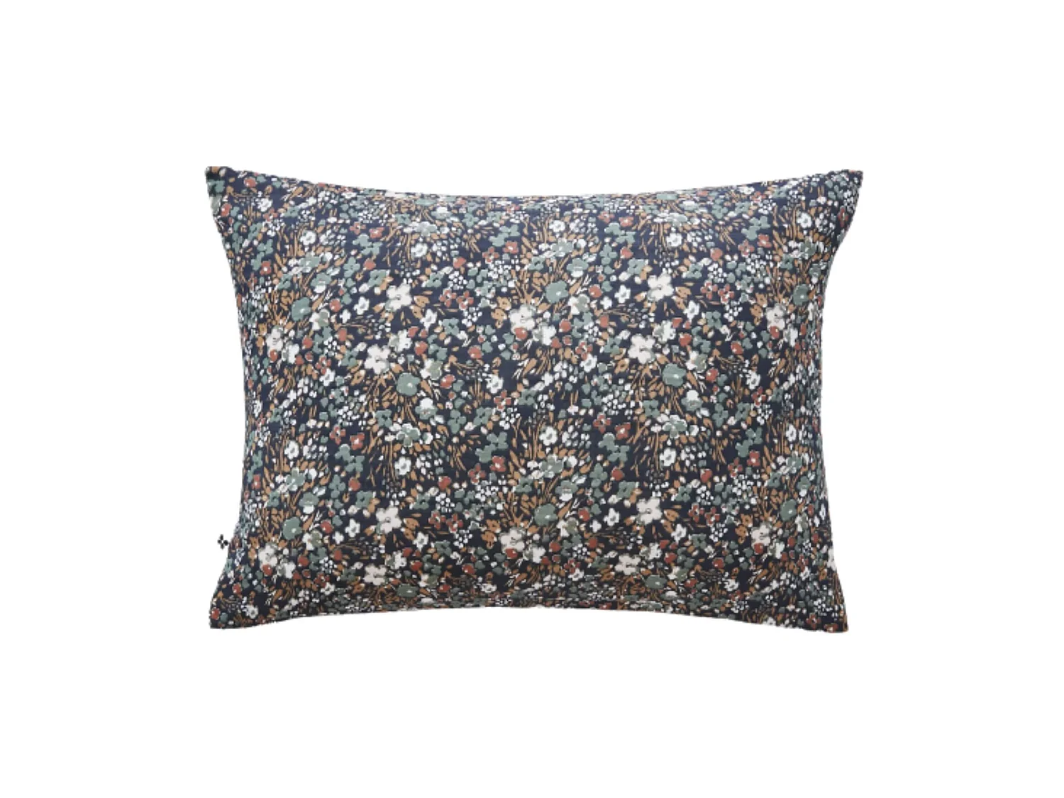 Taie d'oreiller gaze de coton imprimé floral bleu marine 50x70