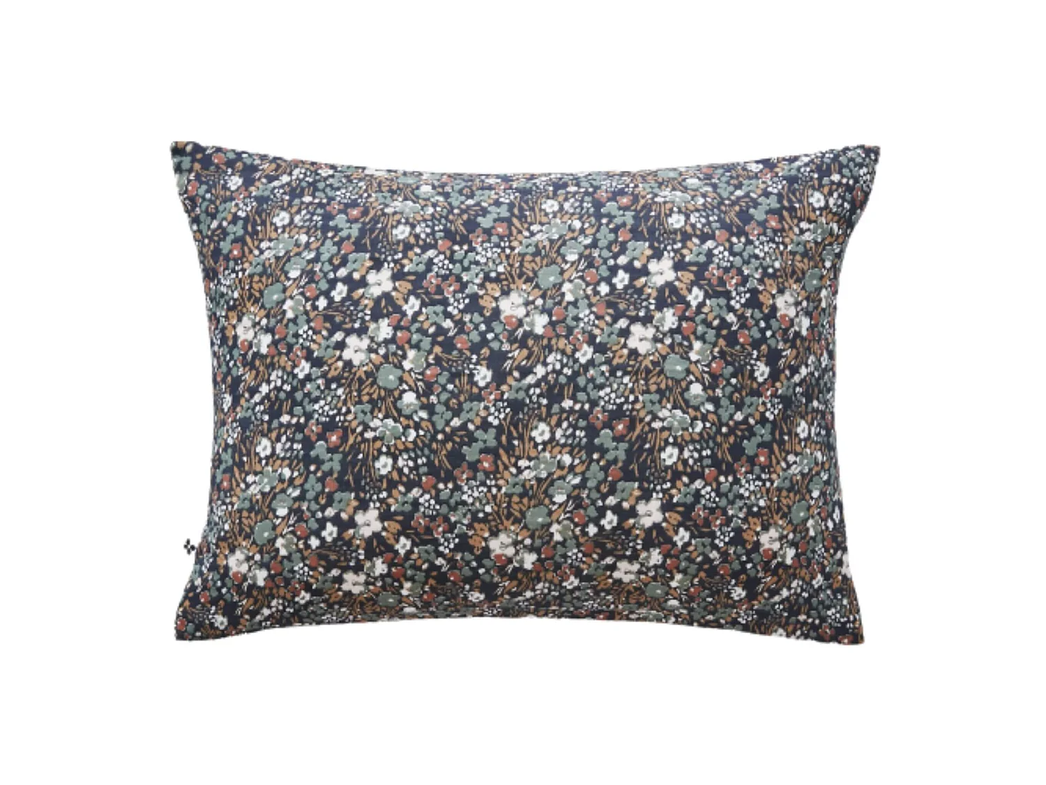 Taie d'oreiller gaze de coton imprimé floral bleu marine 50x70