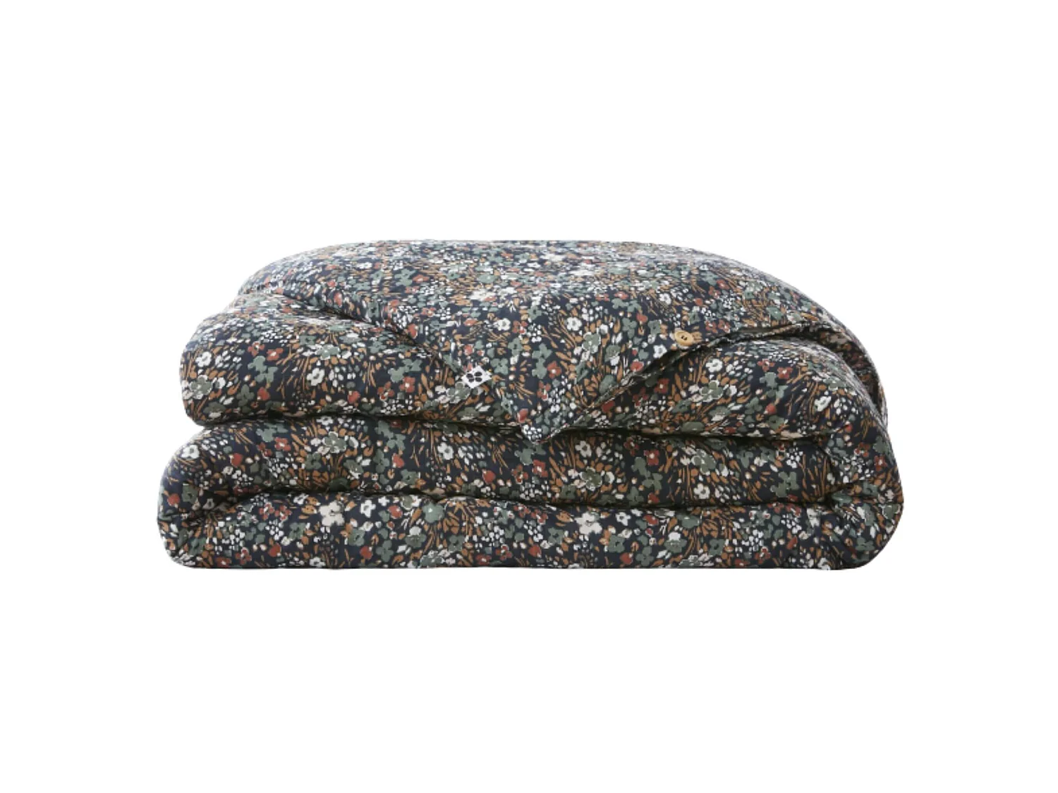 Housse de couette gaze de coton imprimé floral 240x220 bleu marine