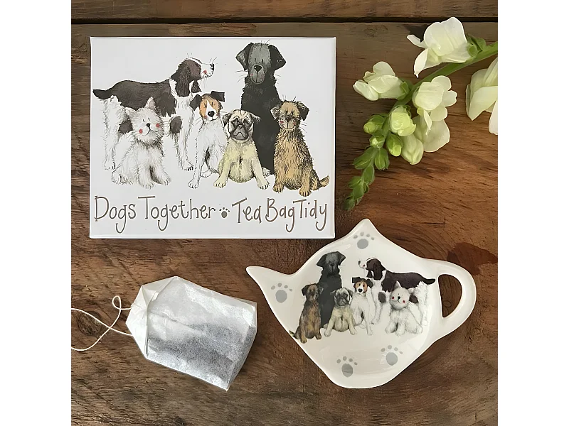 Coupelle pour sachets de thé en porcelaine - Chiens - Alex Clark