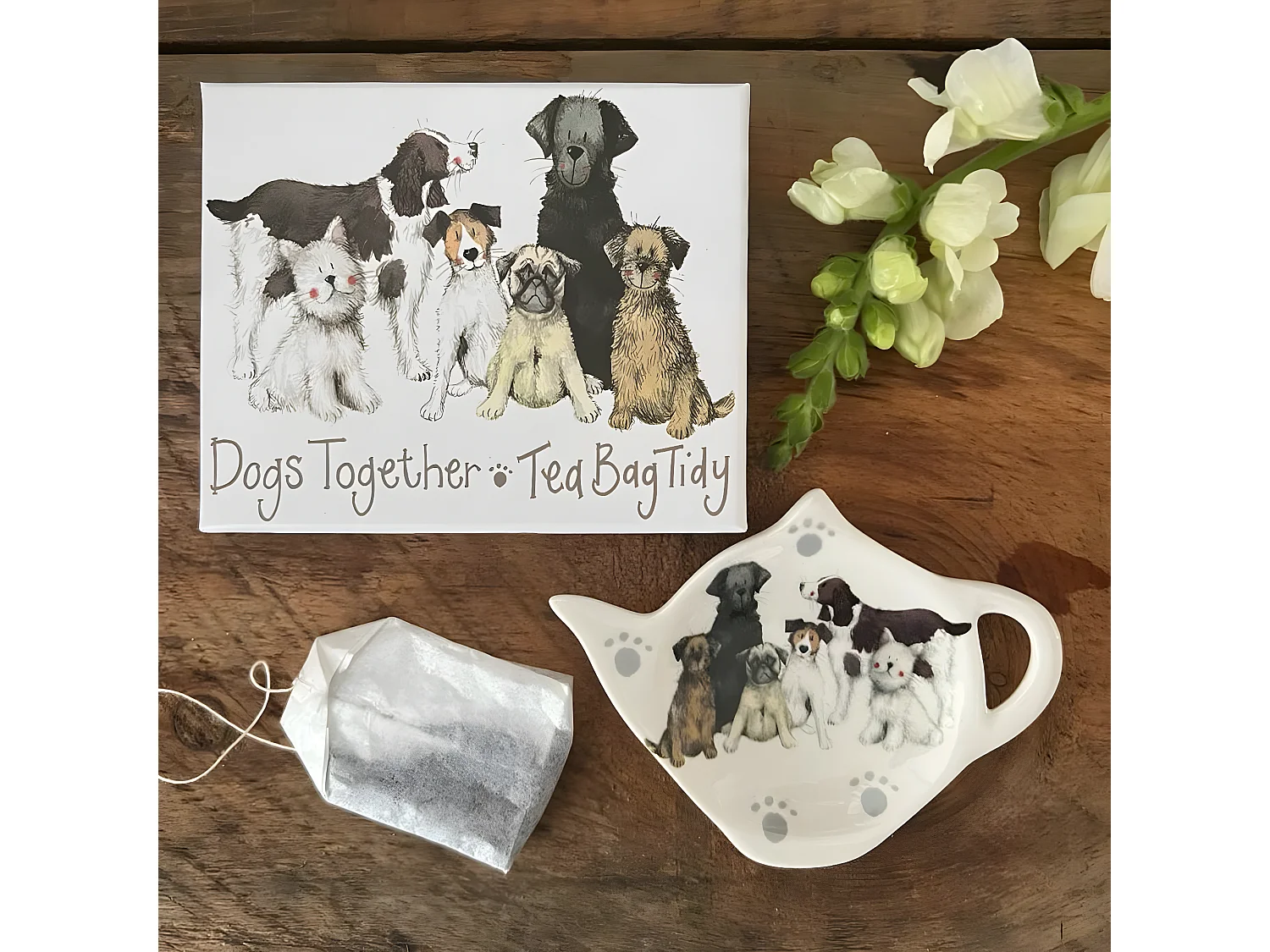 Coupelle pour sachets de thé en porcelaine - Chiens - Alex Clark