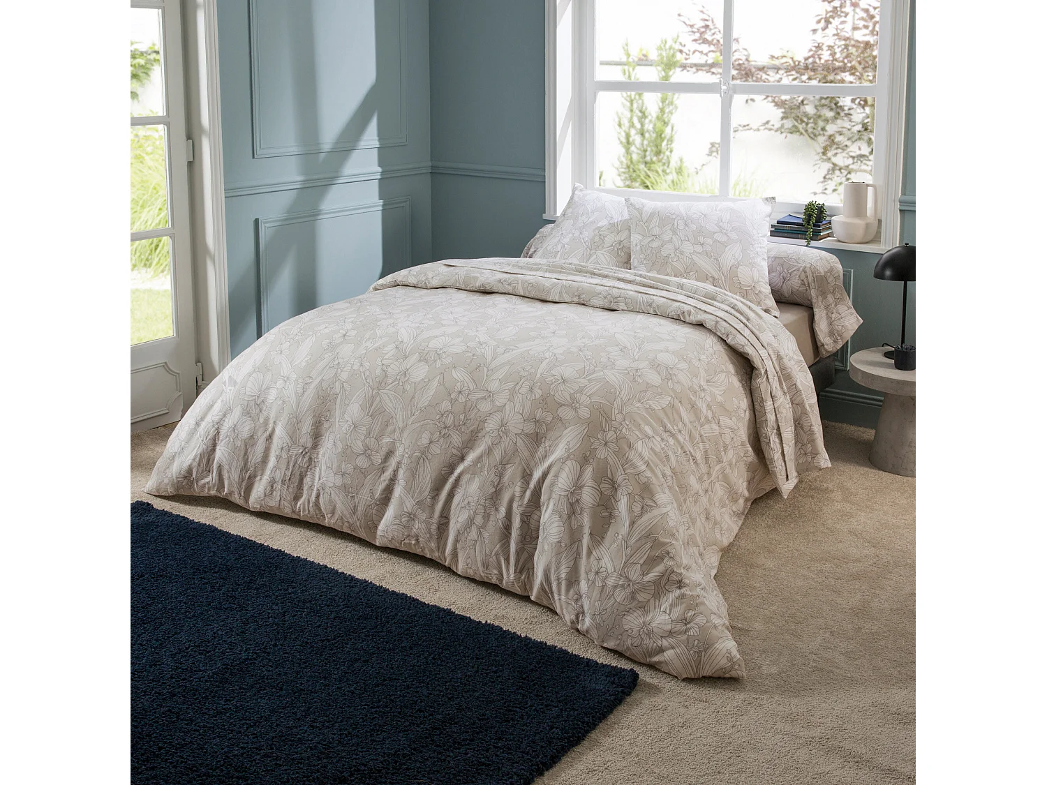 Parure de lit 260x240 cm 100% flanelle de coton ORCHIDÉE 3 pièces