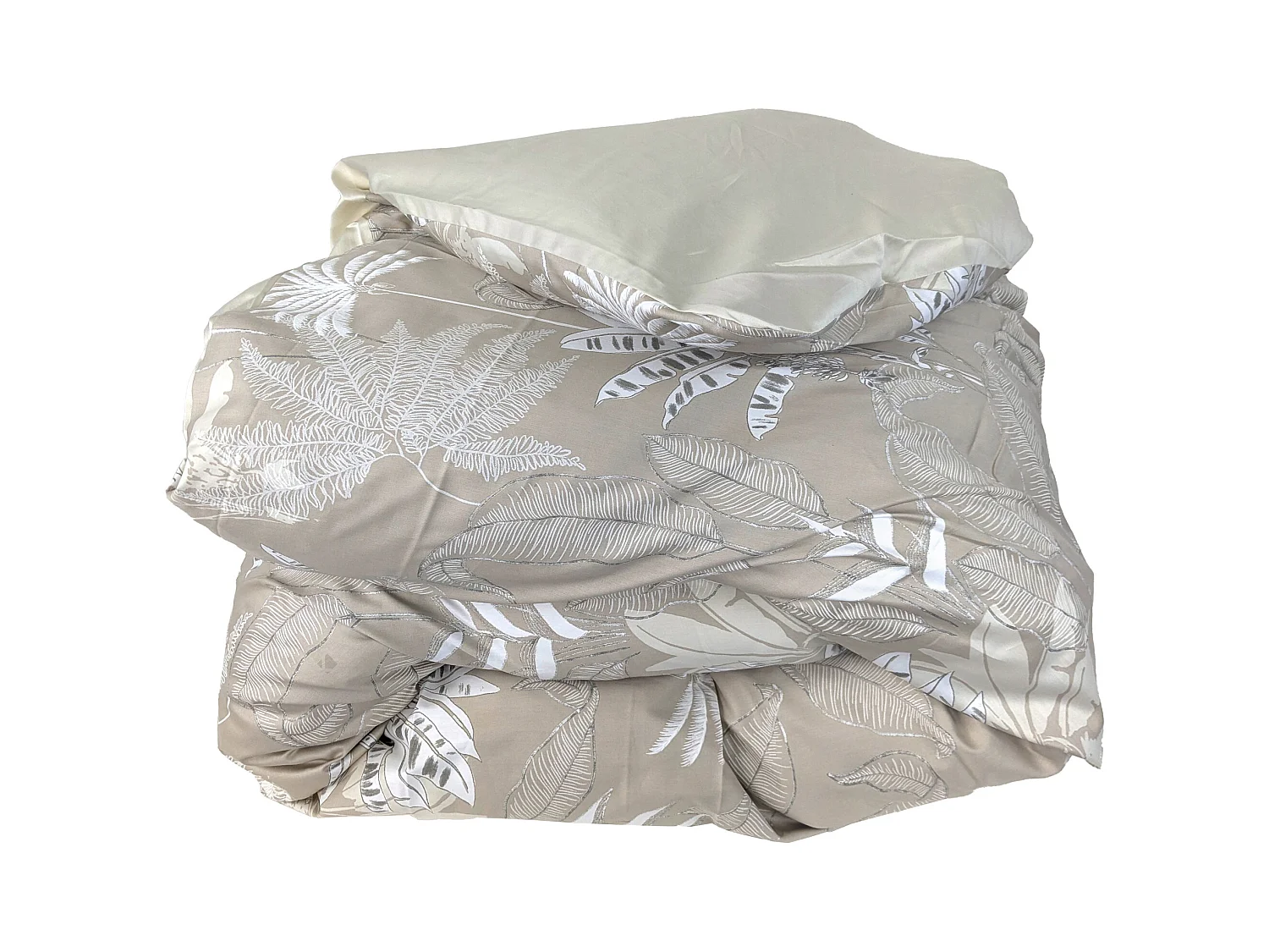 Housse de couette 140x200 cm satin de coton CAYENNE beige ficelle
