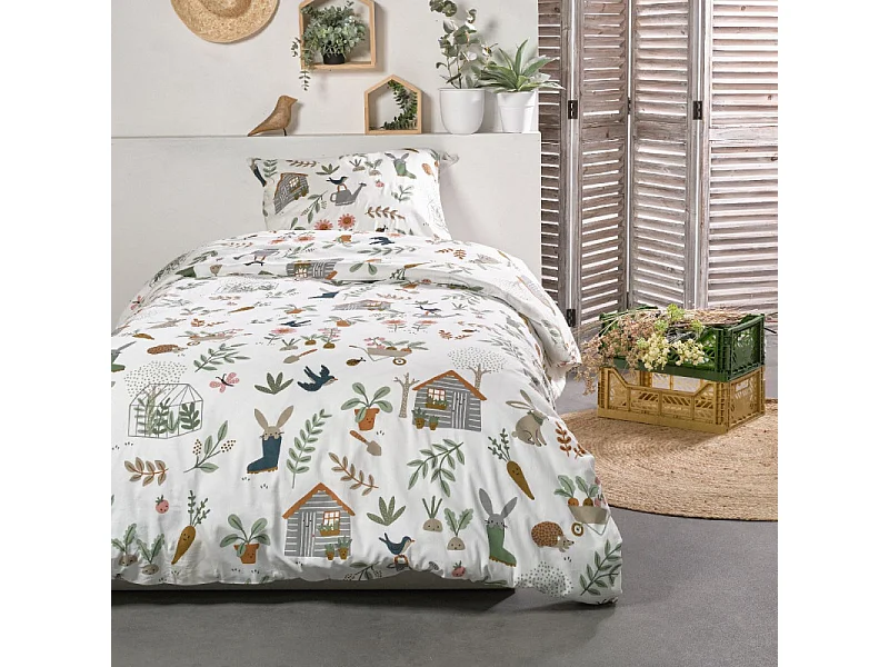 Housse de couette enfant + coussin assorti, 100% coton. M/Champ 140x200cm