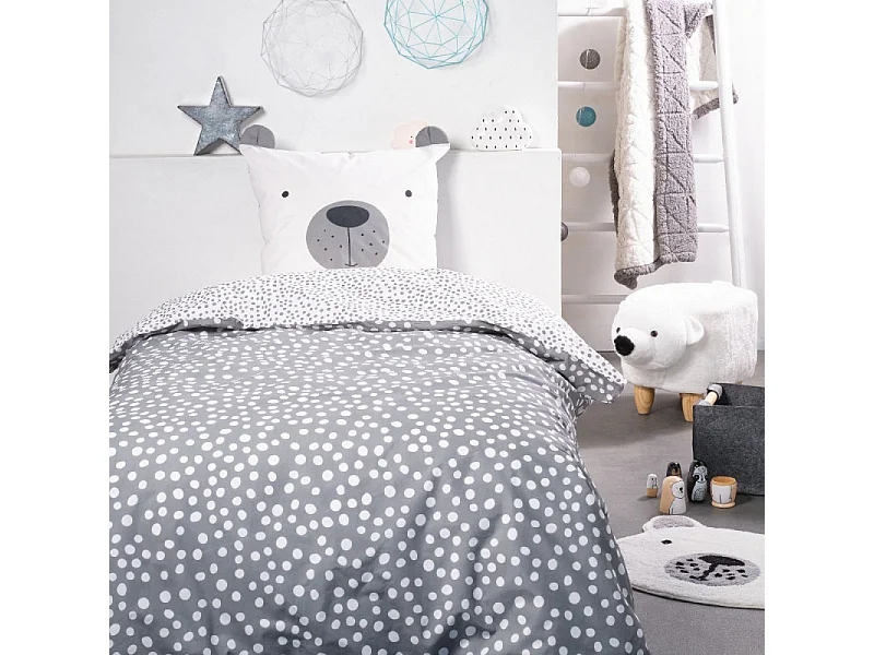 Housse de couette enfant + coussin assorti, 100% coton. M/Ours 140x200cm