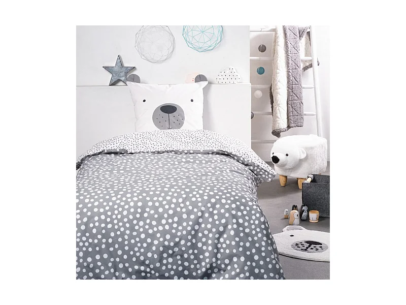 Housse de couette enfant + coussin assorti, 100% coton. M/Ours 140x200cm