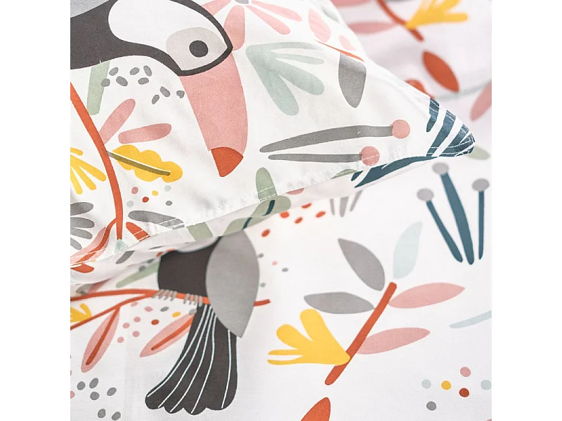 Housse de couette enfant + coussin assorti, 100% coton. M/Tucan 140x200cm