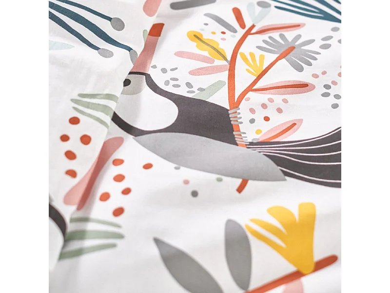 Housse de couette enfant + coussin assorti, 100% coton. M/Tucan 140x200cm