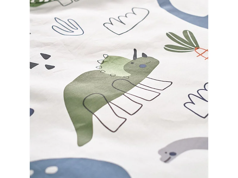 Kinderdekbedovertrek + bijpassend kussen, 100% katoen. M/Dinosaurussen 140x200cm
