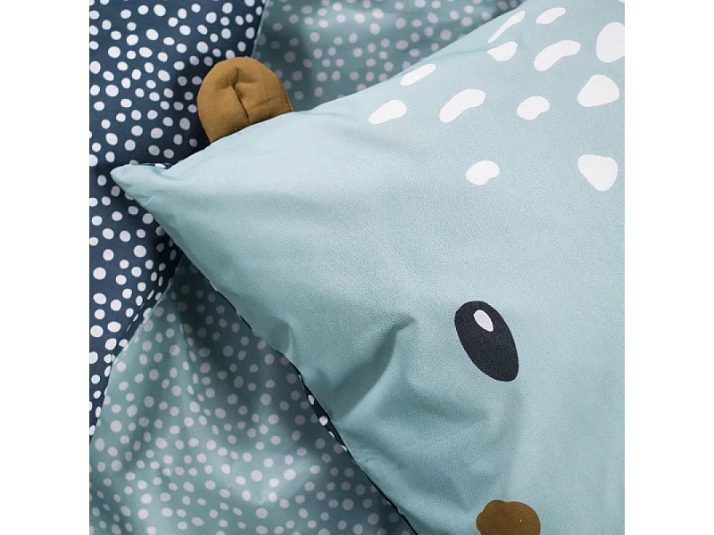 Housse de couette enfant + coussin assorti, 100% coton. M/Hippopotame 140x200cm