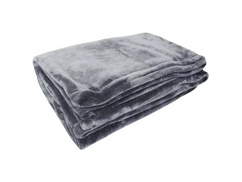 Couverture microflanelle 220x240 cm gris