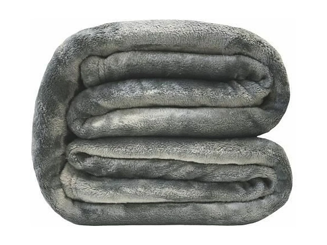 Couverture microflanelle 220x240 cm gris