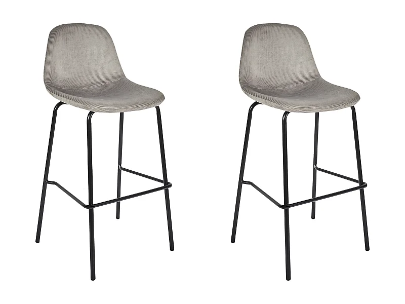 Chaise De Bar Giulia Gris - Lot De 2 Gris, Noir