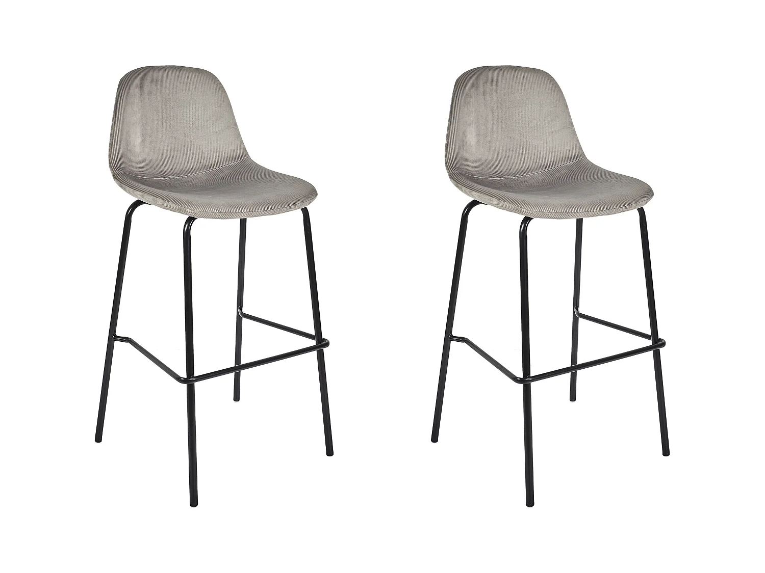 Chaise De Bar Giulia Gris - Lot De 2 Gris, Noir