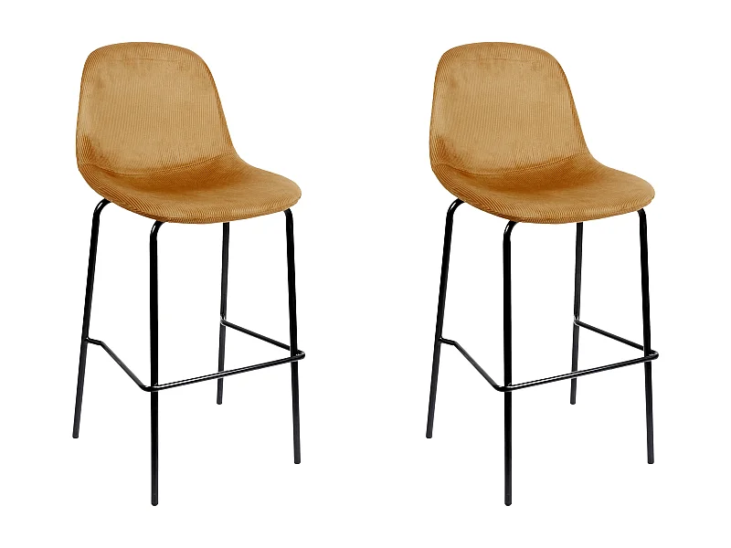 Chaise De Bar Giulia Jaune - Lot De 2 Jaune, Noir