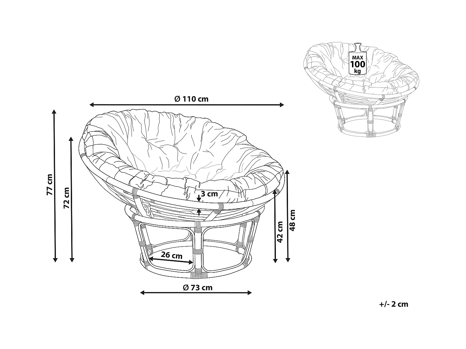 Tuinstoel SALVO Rotan Natuurlijk