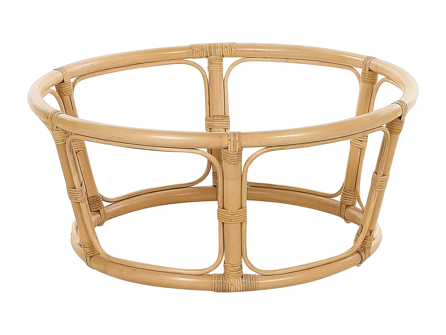 Gartensessel Rattan natürlich rund 110 cm drehbar mit Auflage beige Boho