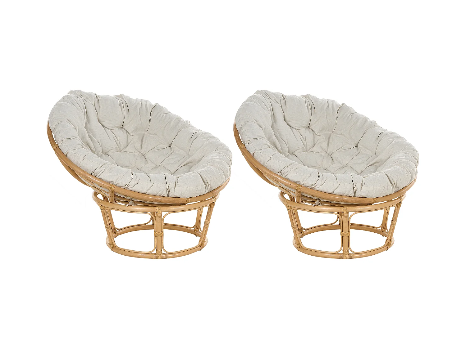 Lot de 2 fauteuils de jardin avec coussins SALVO Rotin Naturel