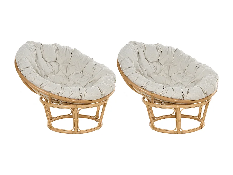 Set van 2 tuinstoelen met kussens SALVO Rotan Natuurlijk