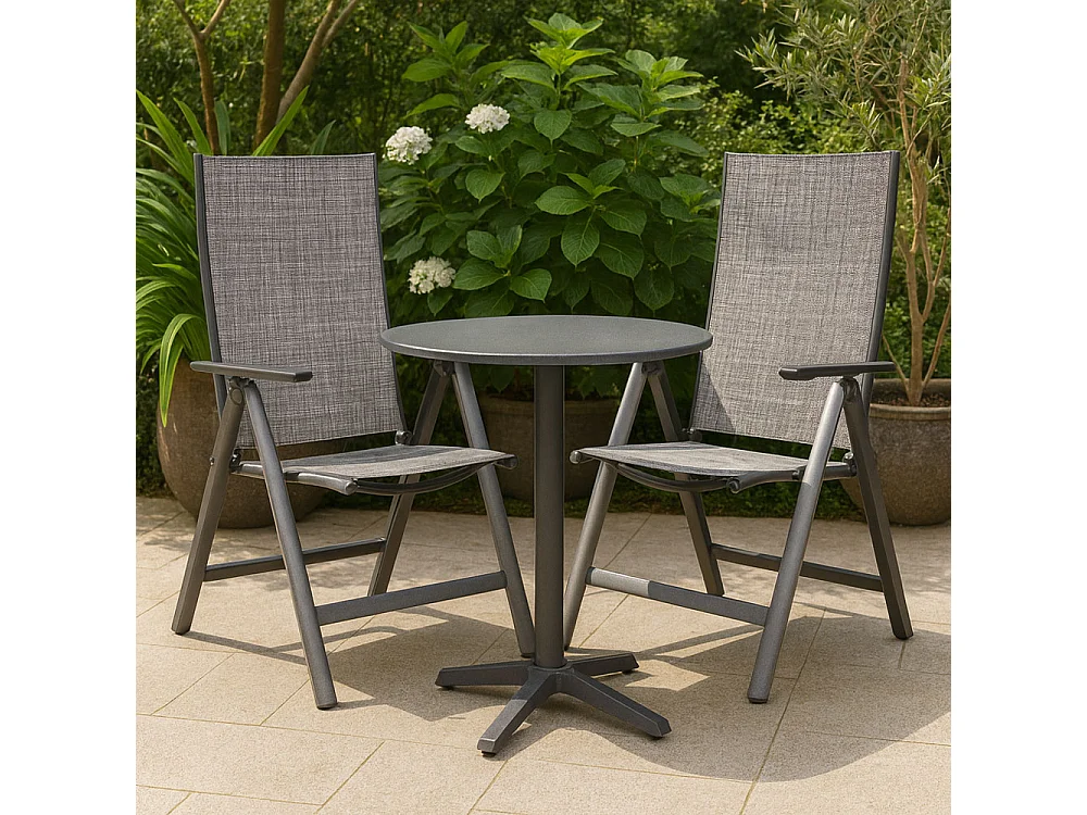 Lot de 2 fauteuils aluminium et toile PVC BERENA