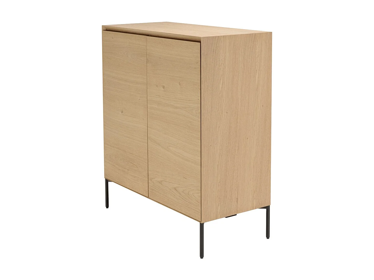 MAXENDRE - Buffet bois couleur naturelle 2 portes 3 étagères pieds noir