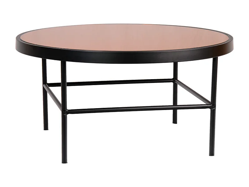 Table basse ronde 80 cm en verre cuivré et pieds métal - GILO 1785