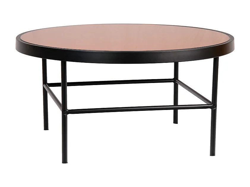 Table basse ronde 80 cm en verre cuivré et pieds métal - GILO 1785