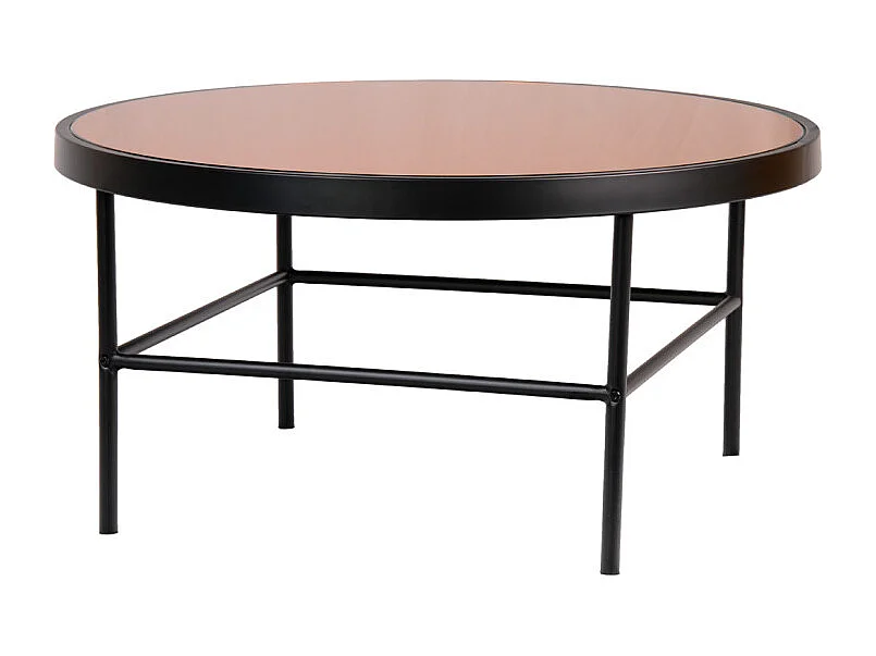 Table basse ronde 80 cm en verre cuivré et pieds métal - GILO 1785