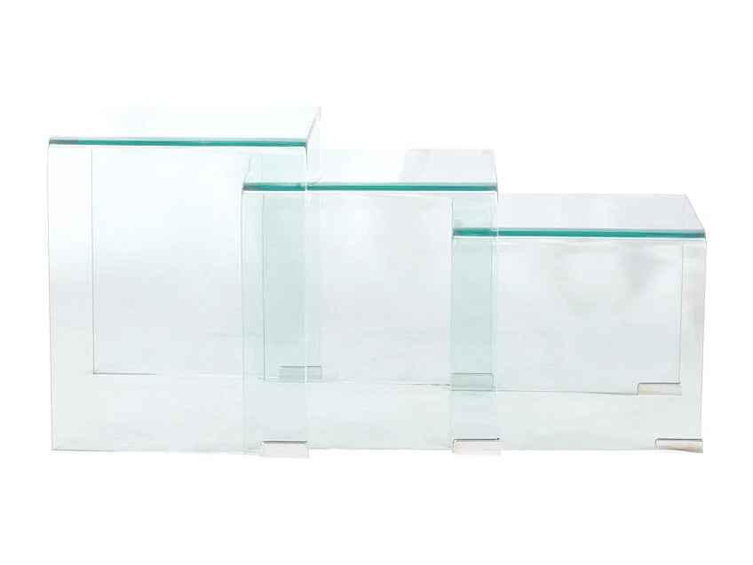 Set de 3 tables gigognes d'appoint en verre trempé H. 36 cm - ICE
