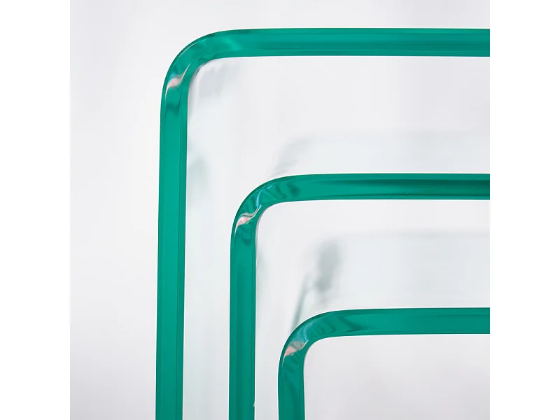 Set de 3 tables gigognes d'appoint en verre trempé H. 36 cm - ICE