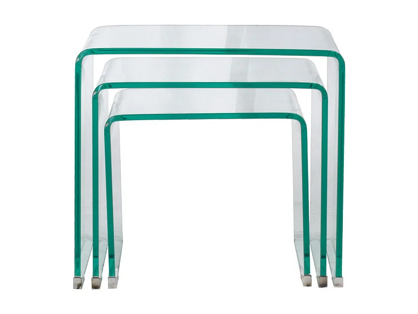 Set de 3 tables gigognes d'appoint en verre trempé H. 36 cm - ICE
