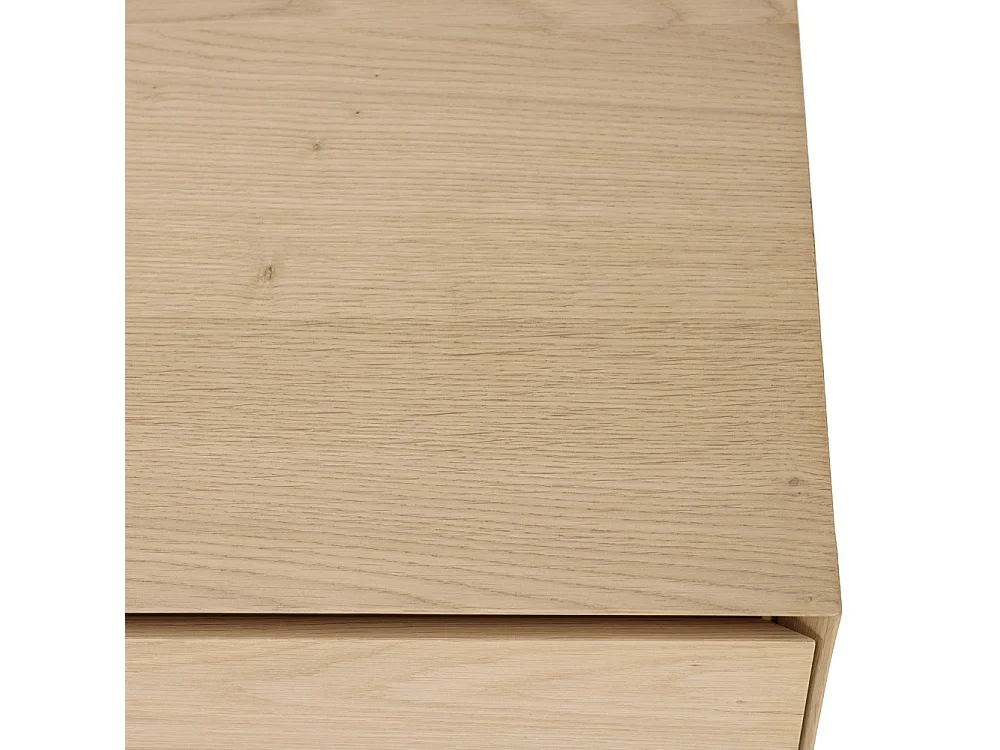 MAXENDRE - Meuble TV bois naturel 1 porte 2 tiroirs pieds métal noir