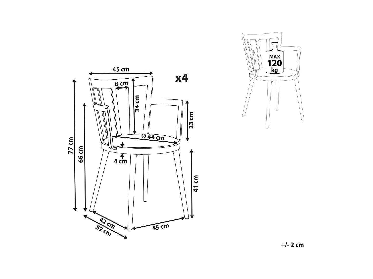 Lot de 4 chaises de salle à manger MORILL Blanc