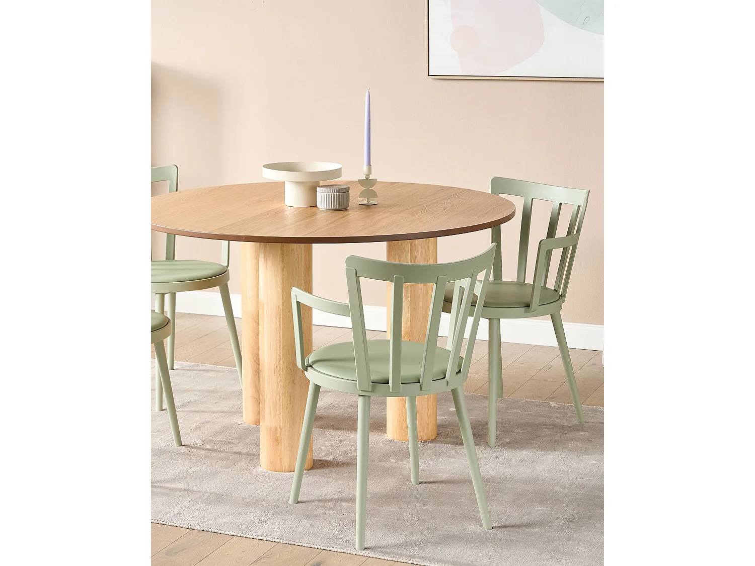 Lot de 4 chaises de salle à manger MORILL Vert clair