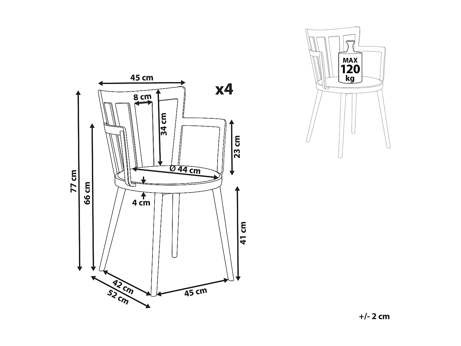 Lot de 4 chaises de salle à manger MORILL Rose pastel