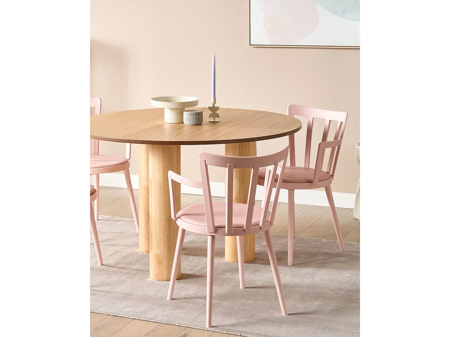 Lot de 4 chaises de salle à manger MORILL Rose pastel
