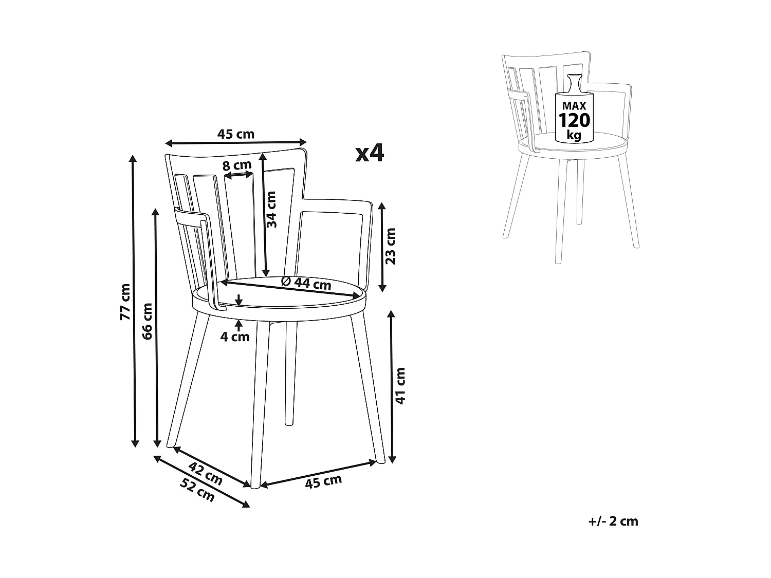 Lot de 4 chaises de salle à manger MORILL Rose pastel