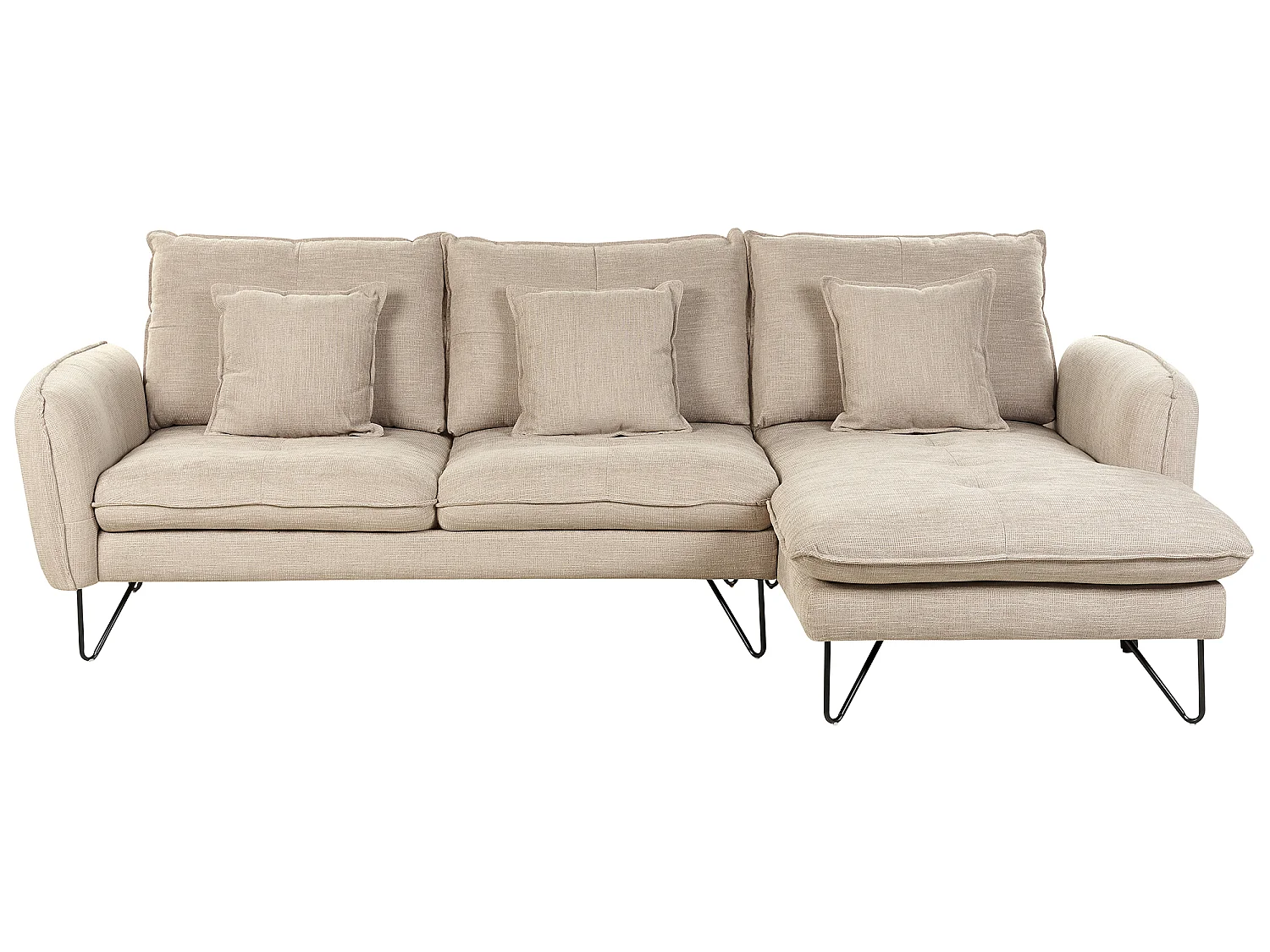 Canapé d'Angle Moderne avec Dossier Réglable en Tissu Chenille avec Coussins Éparpillés Beige Sersan