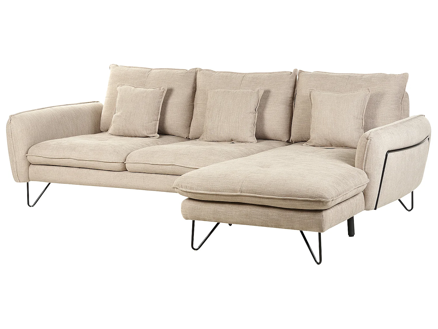 Canapé d'Angle Moderne avec Dossier Réglable en Tissu Chenille avec Coussins Éparpillés Beige Sersan