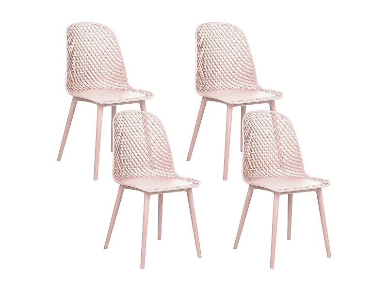 Esszimmerstühle im 4er Set aus Kunststoff rosa modern minimalistisch Emory