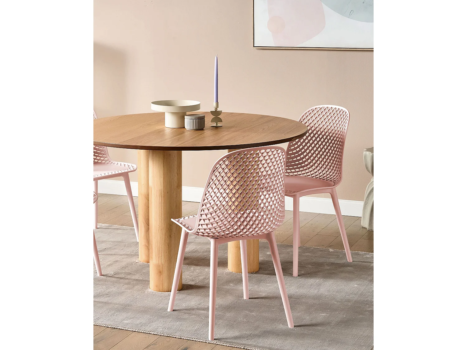 Lot de 4 chaises de salle à manger EMORY Rose pastel