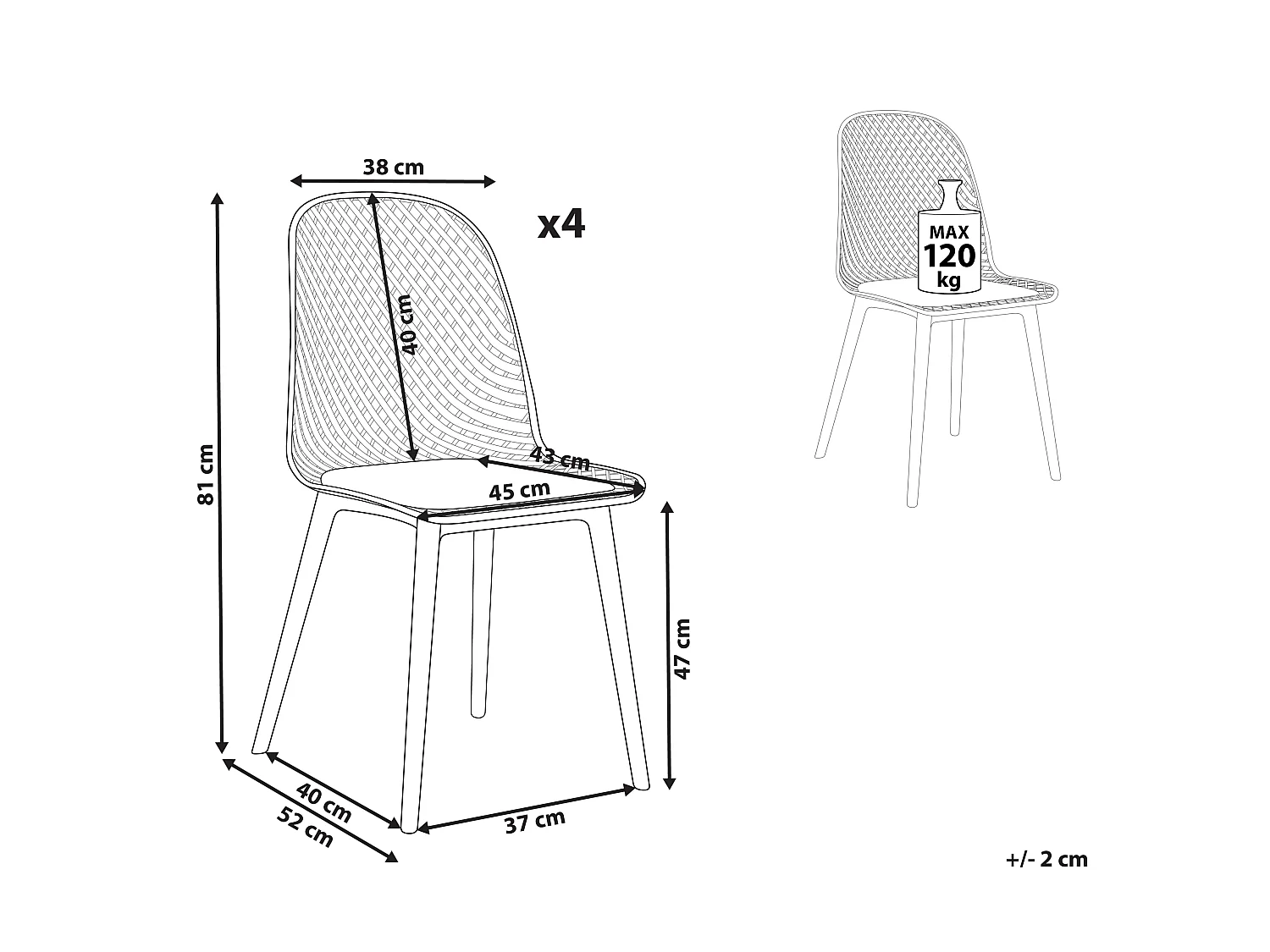 Esszimmerstuhl 4er Set EMORY Weiss