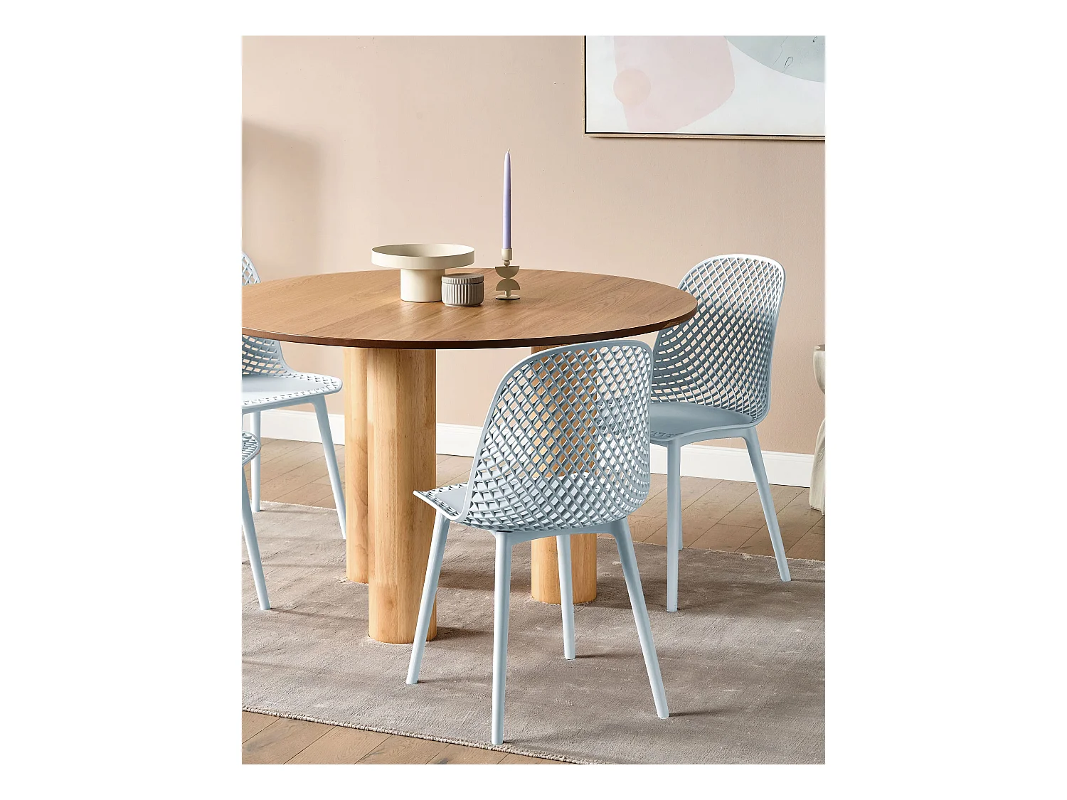 Esszimmerstühle im 4er Set aus Kunststoff blau modern minimalistisch Emory